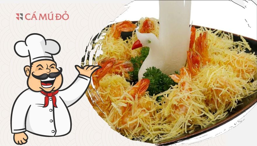 Cách chế biến Tôm chiên hoàng bào (1 người 1 con tôm size 15-18)
